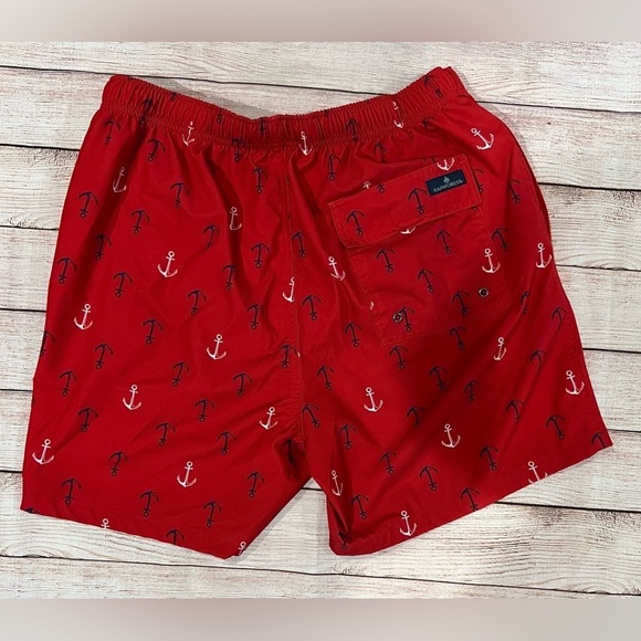 Rainforest Men's Mesh Lined Quick Drying Swim Trunk, Ships Ahoy, Ribbon Red, - Picture 3 of 6